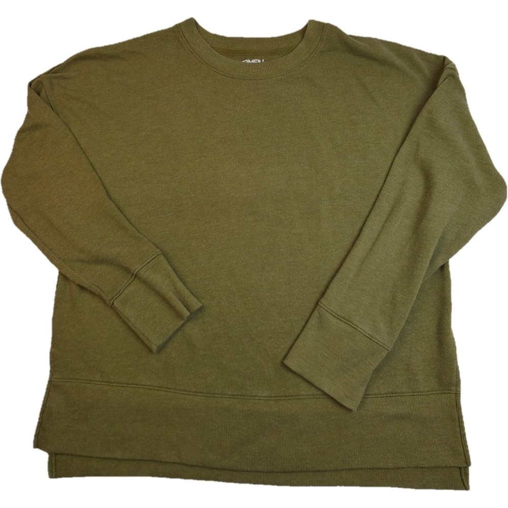 Time and Tru Sweatshirt Women M Green Crew Neck Long Sleeve Relaxed